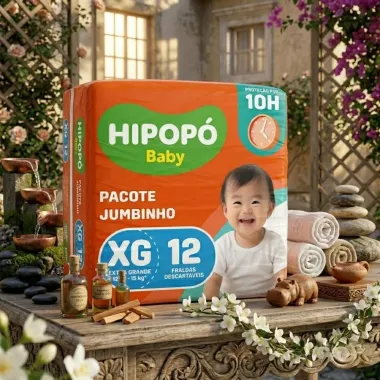 Fralda Hipop&oacute; Baby Tamanho XG Pacote Jumbinho 12 Unidades Descart&aacute;veis