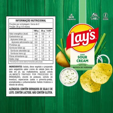 Batata Lays Sabor Sour Cream 62g