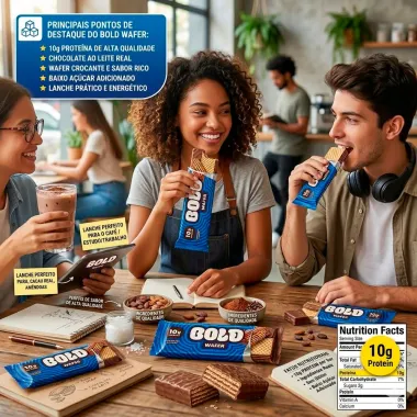 Bold Wafer Sabor Chocolate Branco com 10g Prote&iacute;na 40g