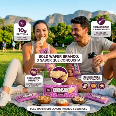 Bold Wafer Sabor Chocolate Branco com 10g de Prote&iacute;na 40g