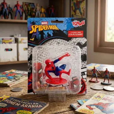 Mini Figura Colecion&aacute;vel Marvel Boneco Poses Sortidos Homem Aranha com 1 Unidade