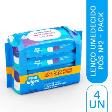 Len&ccedil;os Umedecidos Free Wipes FreeC&ocirc; Limpeza para o N&ordm;2 200 Unidades Leve Mais Por Menos