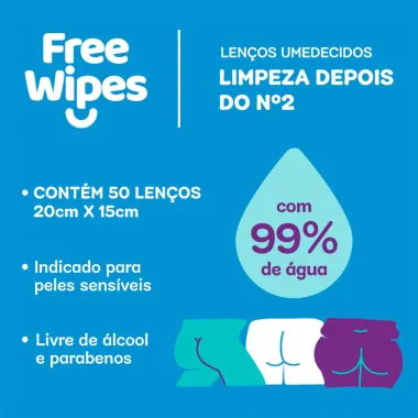 Len&ccedil;os Umedecidos Free Wipes FreeC&ocirc; Limpeza para o N&ordm;2 200 Unidades Leve Mais Por Menos
