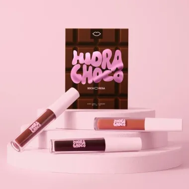 Gloss Labial Trio Hidra Choco Boca Rosa 3 Unidades de 3g cada