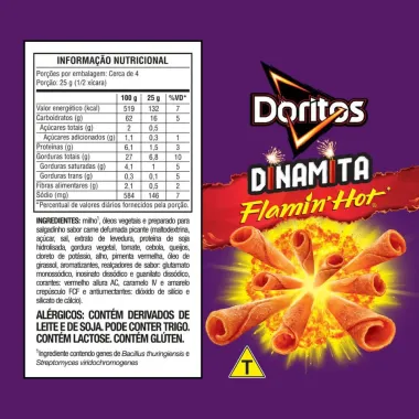 Doritos Dinamita Flamin Hot Sabor Carne Defumada Picante 110g