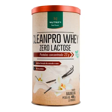 Cleanpro Whey Nutrify Sabor Baunilha com 22g de Prote&iacute;na Zero Lactose 450g