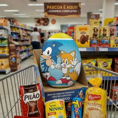 Bala Explosiva em P&oacute; Sonic com Ovo Surpresa Sabor Morango Sem A&ccedil;&uacute;car 2,2g