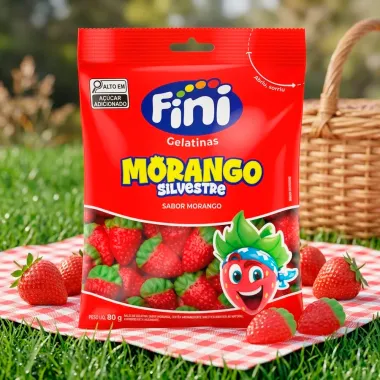 Bala de Gelatina Fini Sabor Morango Silvestre 80g