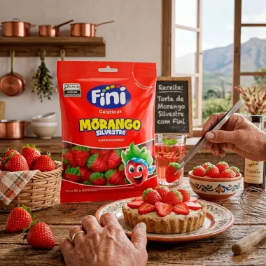 Bala de Gelatina Fini Sabor Morango Silvestre 80g