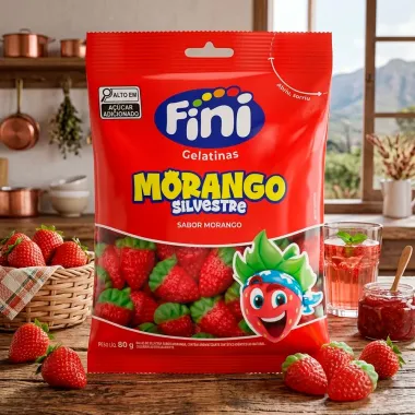 Bala de Gelatina Fini Sabor Morango Silvestre 80g