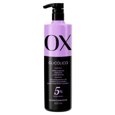Condicionador OX Glic&oacute;lico 5% Glicolic Complex Cabelos Porosos e Sem Brilho 500ml