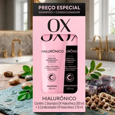 Shampoo OX Hialur&ocirc;nico Fios Desidratados e Opacos 200ml e Condicionador 170ml