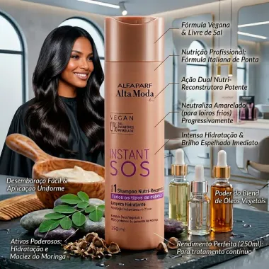 Shampoo Nutri Reconstrutor Alta Moda Instant SOS Todos os Tipos de Cabelo 250ml