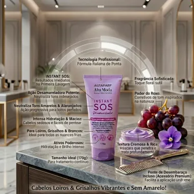 M&aacute;scara Matizadora Condicionante Alta Moda Instant Sos Desamarelador 170g