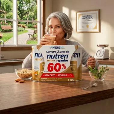 Nutren Senior Sem Sabor Ganhe 60% de Desconto na Segunda Unidade 2 Latas de 740g cada
