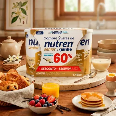 Nutren Senior Sabor Baunilha Ganhe 60% de Desconto na Segunda Unidade 2 Latas de 740g cada