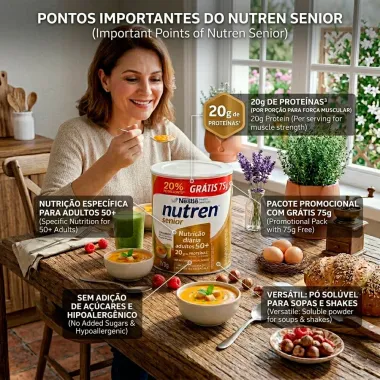 Nutren Senior Sem Sabor Ganhe 20% de Desconto Lata 370g