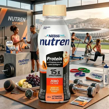 Bebida L&aacute;ctea Nutren Protein 15g de Prote&iacute;nas Zero Lactose Sabor Vitamina de Frutas 260ml