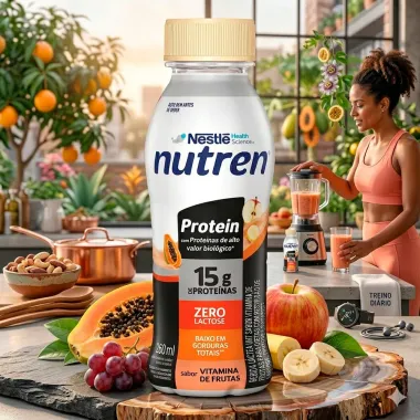 Bebida L&aacute;ctea Nutren Protein 15g de Prote&iacute;nas Zero Lactose Sabor Vitamina de Frutas 260ml