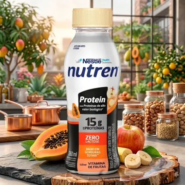 Bebida L&aacute;ctea Nutren Protein 15g de Prote&iacute;nas Zero Lactose Sabor Vitamina de Frutas 260ml