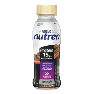 Bebida L&aacute;ctea Nutren Protein 15g de Prote&iacute;nas Col&aacute;geno Sabor Chocolate 260ml