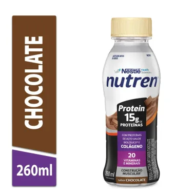 Bebida L&aacute;ctea Nutren Protein 15g de Prote&iacute;nas Col&aacute;geno Sabor Chocolate 260ml