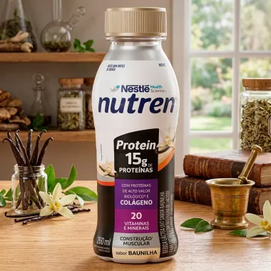 Bebida L&aacute;ctea Nutren Protein 15g de Prote&iacute;nas Col&aacute;geno Sabor Baunilha 260ml