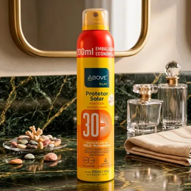 Protetor Solar Above Sun Aerossol Refrescante FPS 30 200ml Embalagem Econ&ocirc;mica