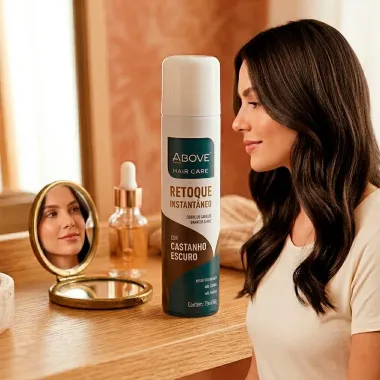 Retoque Instant&acirc;neo de Raiz Above Hair Care Cor Castanho Escuro Spray 75ml
