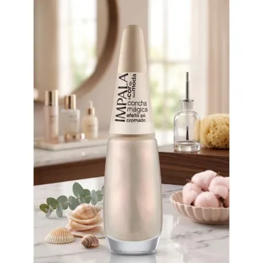Esmalte Impala A Cor da sua moda Efeito P&oacute; Cromado Cor Concha M&aacute;gica 7,5 ml