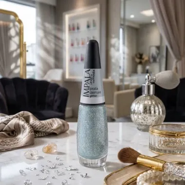 Esmalte Impala A Cor da Sua Moda Glitter Cor Prata Demais 7,5ml