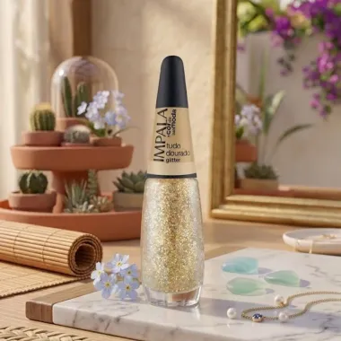 Esmalte Impala A Cor da sua moda Glitter Cor Tudo Dourado 7,5 ml