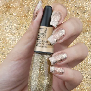 Esmalte Impala A Cor da sua moda Glitter Cor Tudo Dourado 7,5 ml