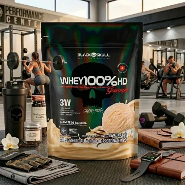 Whey 100% HD Gourmet 3W Black Skull Sabor Sorvete de Baunilha Refil 900g