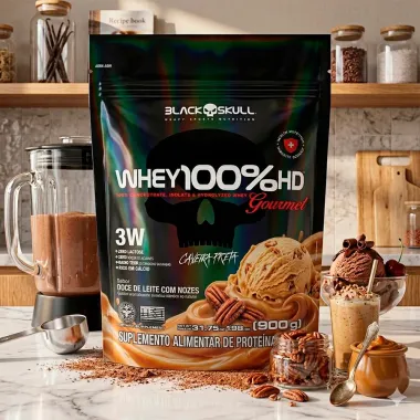 Whey 100% HD Gourmet 3W Black Skull Sabor Sorvete de Chocolate Refil 900g