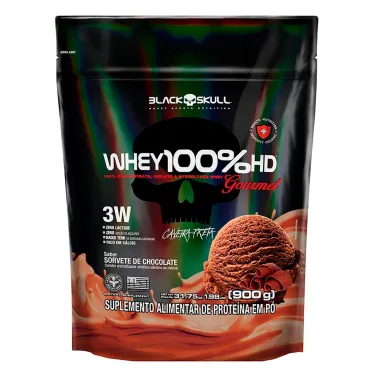 Whey 100% HD Gourmet 3W Black Skull Sabor Sorvete de Chocolate Refil 900g