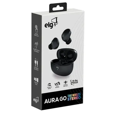 Fone de Ouvido ELG TWS Aura Go Preto True Wireless Stereo Bluetooth V5.4