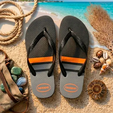 Sand&aacute;lia Havaiana Color Essencial Preto e Cinza Tamanho 41/42 1 Par