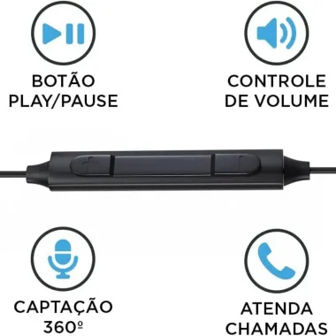 Fone de Ouvido ELG Tipo C HI-RES &Aacute;udio 360&deg; 1,2 Metro Cor Preto