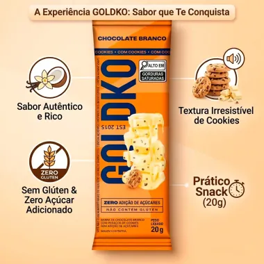 Chocolate em Barra GolDko Chocolate Branco com Cookies 20g