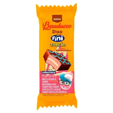 Bolinho Bauducco Duo Fini Tor&ccedil;&atilde;o Recheado Sabor Marshmallow com Cobertura de Chocolate 30g