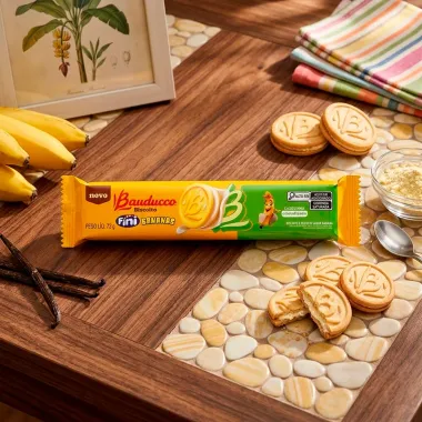 Biscoito Bauducco Fini Bananas Recheado Sabor Banana Casquinha Cristalizada 73g