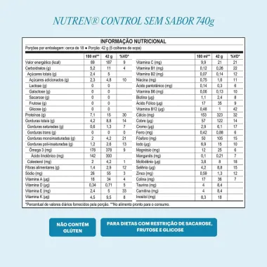 Nutren Control Diet Sem Sabor com 15g de Prote&iacute;na 740g
