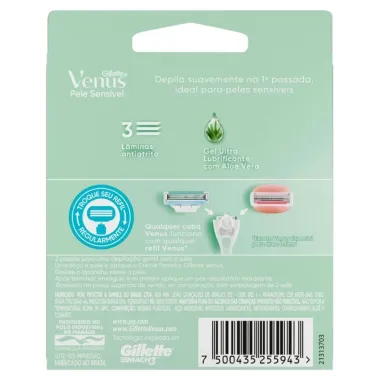 Carga para Aparelho de Depilar Gillette Venus Pele Sens&iacute;vel Refil 8 Unidades Pague Menos
