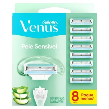 Carga para Aparelho de Depilar Gillette Venus Pele Sens&iacute;vel Refil 8 Unidades Pague Menos