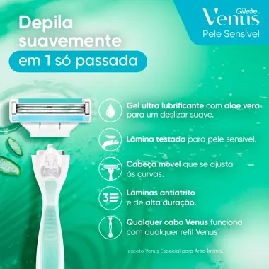 Carga para Aparelho de Depilar Gillette Venus Pele Sens&iacute;vel Refil 8 Unidades Pague Menos