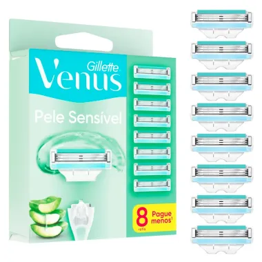Carga para Aparelho de Depilar Gillette Venus Pele Sens&iacute;vel Refil 8 Unidades Pague Menos