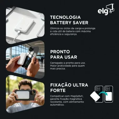 Carregador Port&aacute;til por Indu&ccedil;&atilde;o Elg Power Bank 5.000mAh 1 Unidade