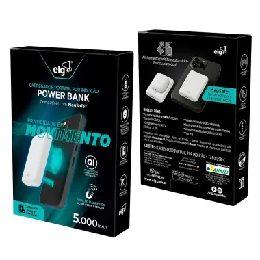 Carregador Port&aacute;til por Indu&ccedil;&atilde;o Elg Power Bank 5.000mAh 1 Unidade
