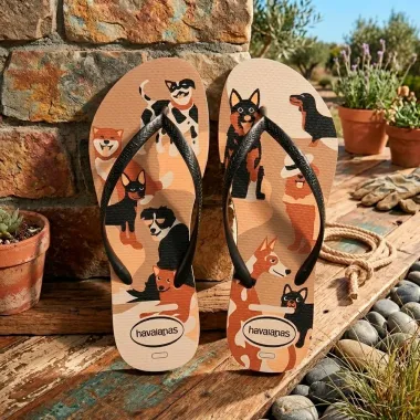 Sand&aacute;lia Havaianas Slim Pets Preto e Marrom Tamanho 37/38 1 Par